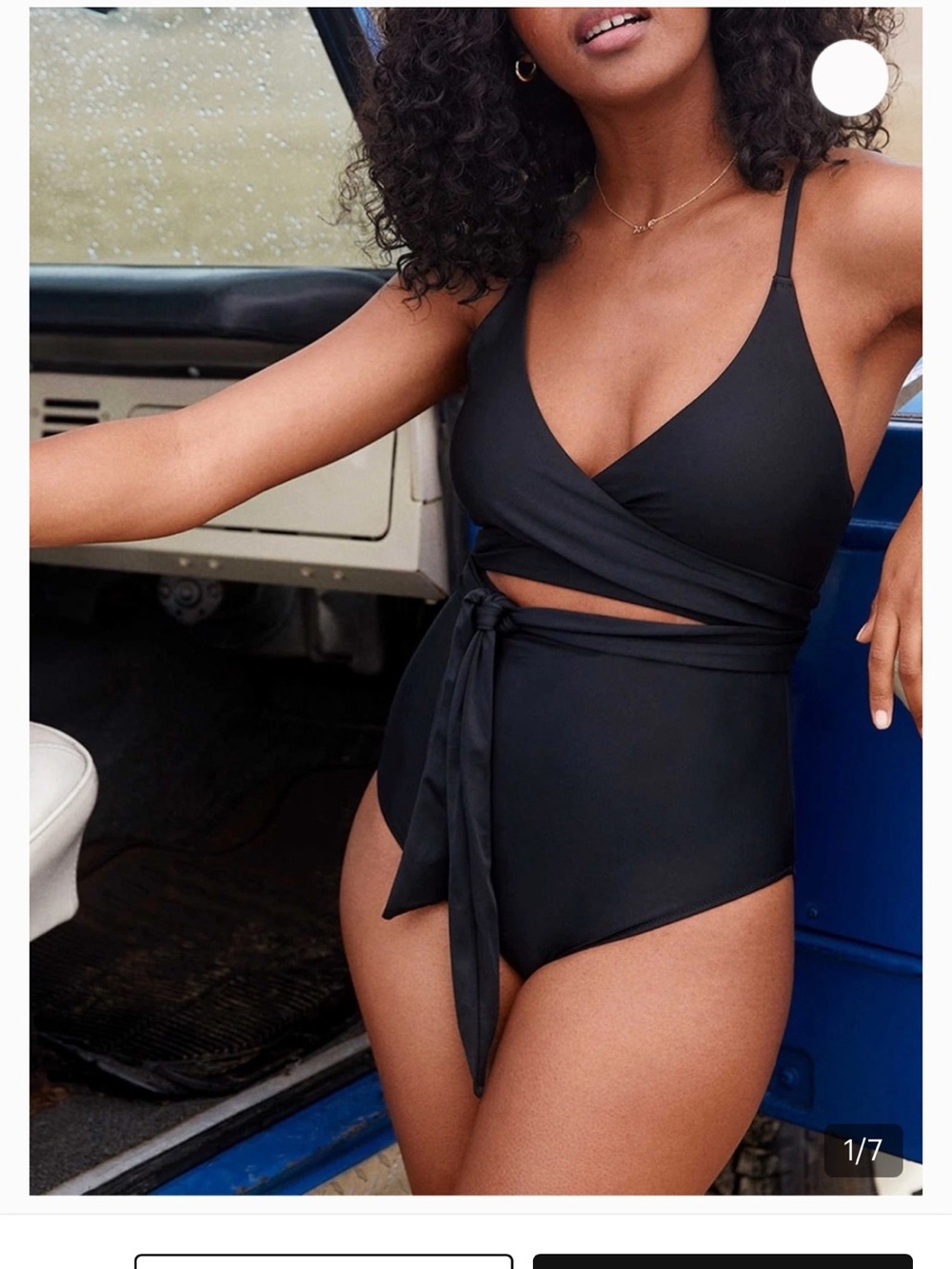 aerie Black Wrap-Tie One-Piece Swimsuit
